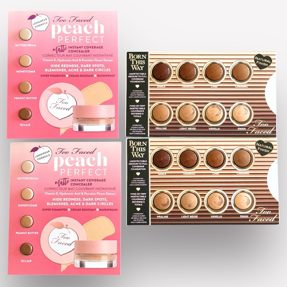 Too Faced Peach Perfect Matte Concealer / Born This Way Foundation Sample Cards